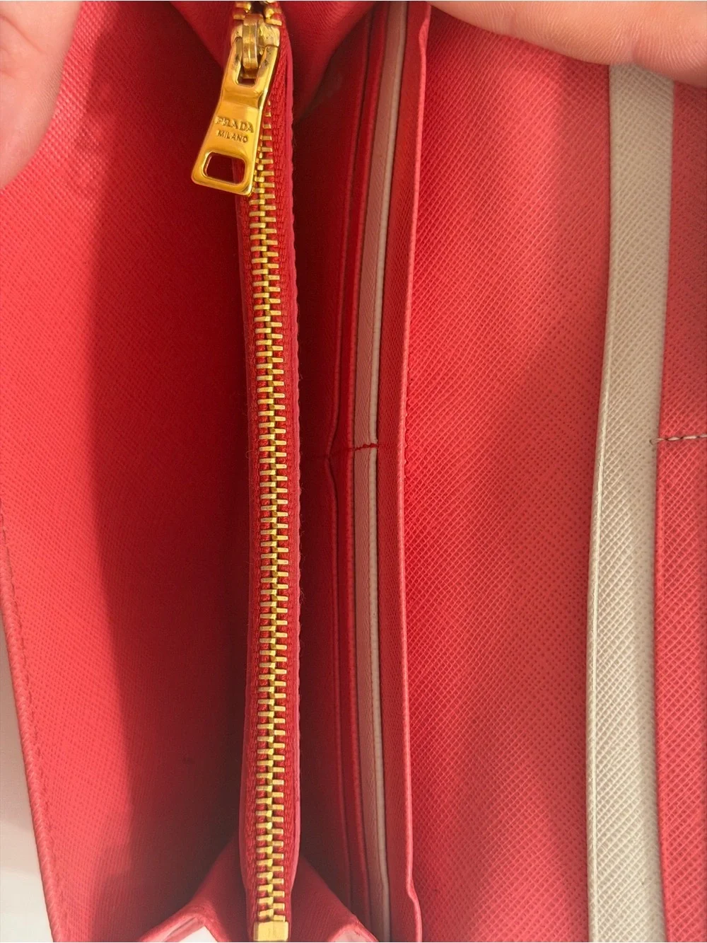 Prada saffiano leather wallet pink and beige - Picture 15 of 16